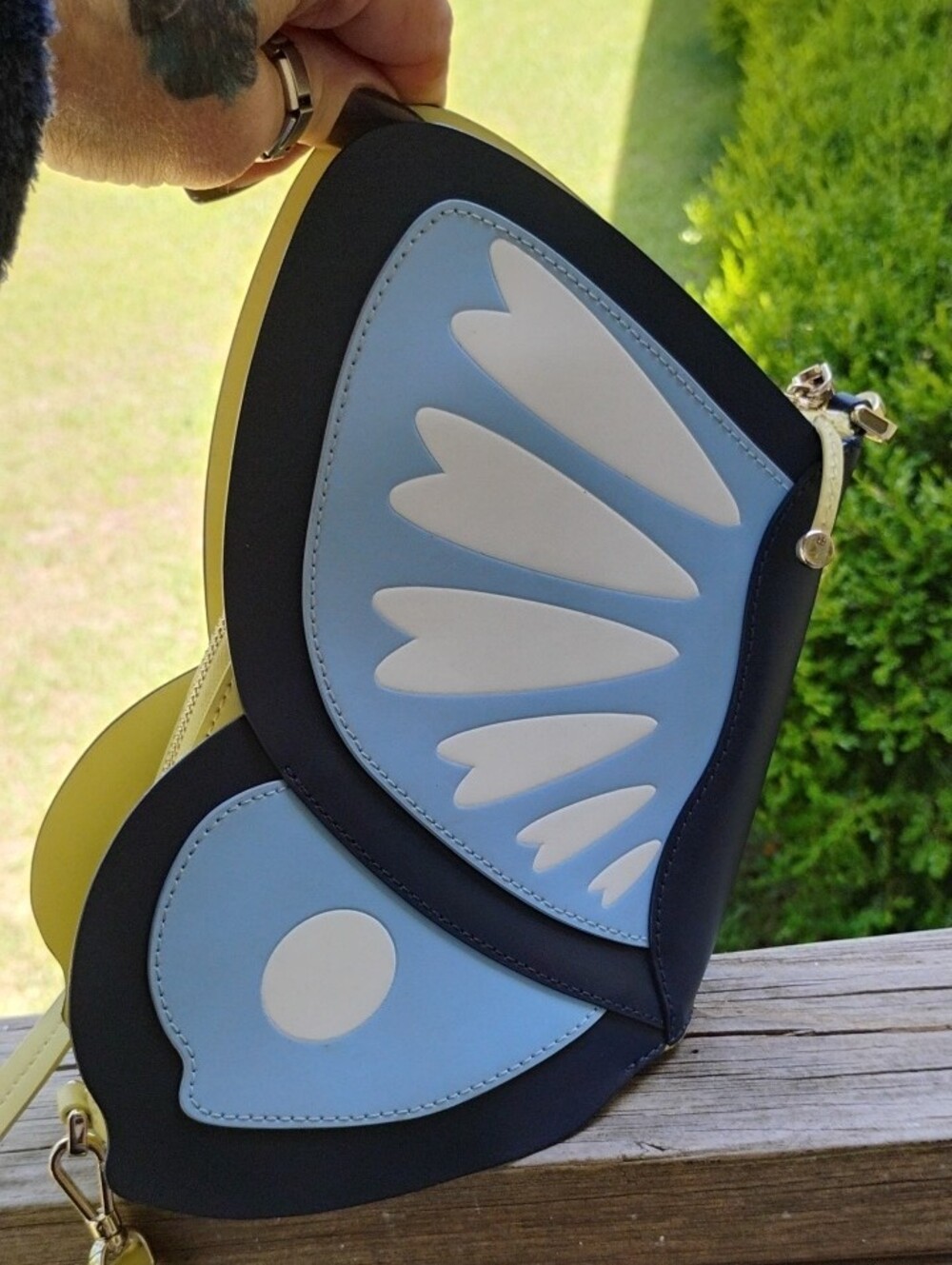 Kate Spade Butterfly Wing Crossbody Bag in Light Blue and Yellow - Picture 4 of 8